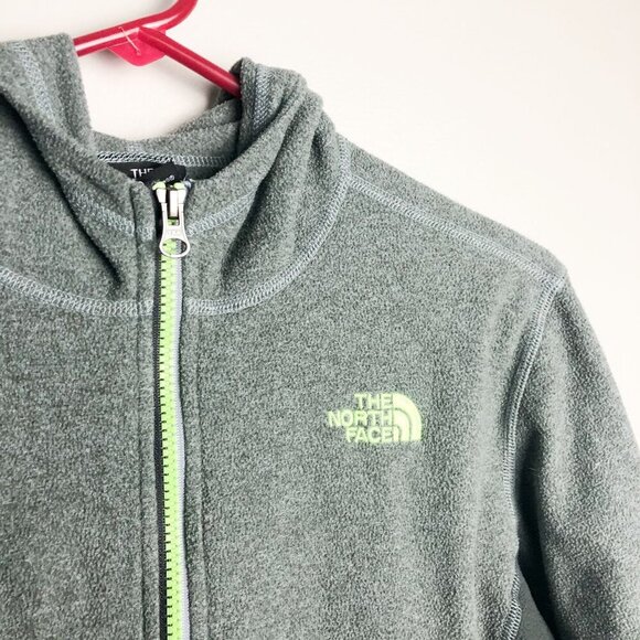 The North Face Gray Hooded Full Zip Fleece Jacket Boys Large - Picture 2 of 7